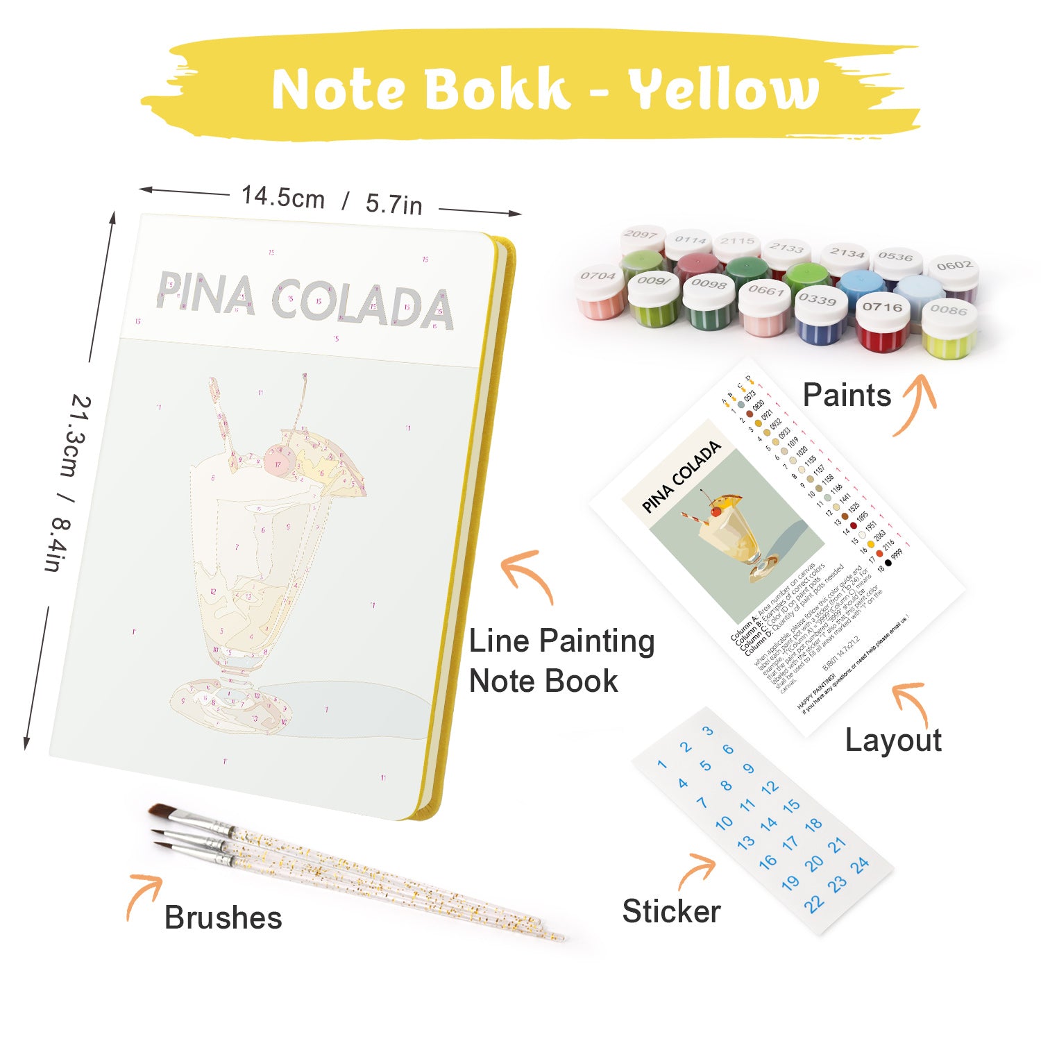 Cocktail Paint by Numbers Notebook - Pina Colada